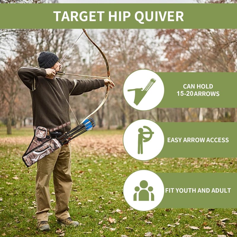 SP.G Arrow Quiver Archery Hip Quiver, Durable Adjustable Waist Belt Three Arrows Tube for Arrow Storage Compound Bow Recurve Bow Accessories - Image 4